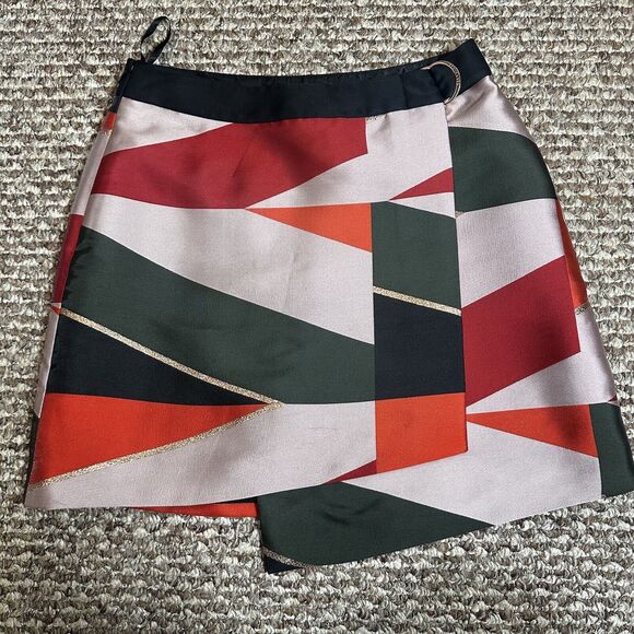 Ted Baker Redda Sahara Faux-Wrap Skirt Lined Zip Size 2 US 6 Holiday Christmas - Picture 1 of 16